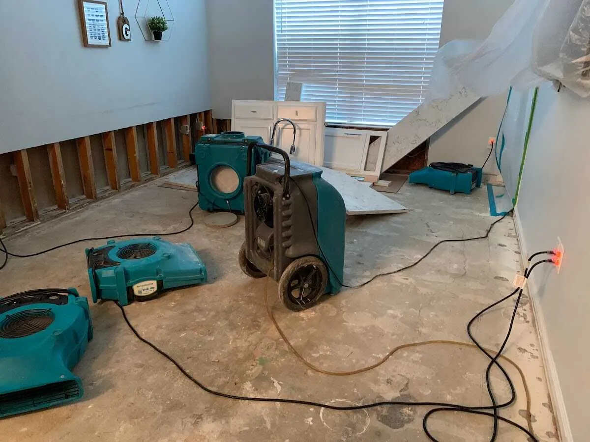 Dehumidifier in flood-cut room for Water Extraction & Removal in Carrboro